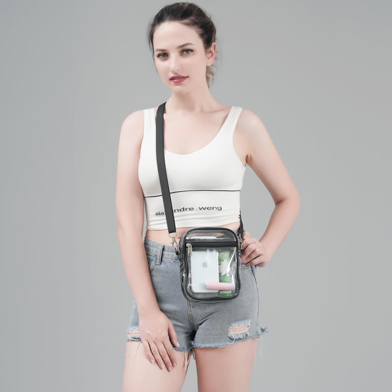 COVAX Clear Purse Bag for Stadium Events, Clear Crossbody Bag Stadium Approved for Concerts, Festivals (Black-S) - Image 2